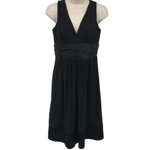 Jones New York Womens Black Silk Trimmed V Neck Knee High Dress Size 4